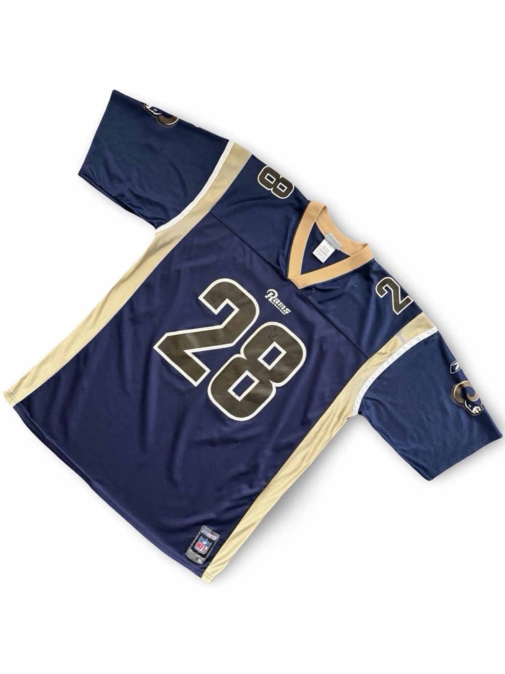 Vintage Marshall Faulk #28 Reebok Blue St Louis Rams Jersey